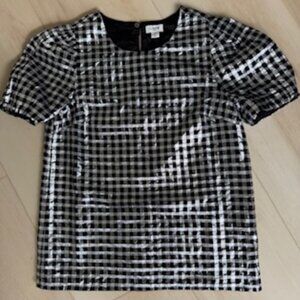 J.CREW Metallic Gingham Puff Sleeve Top XXS